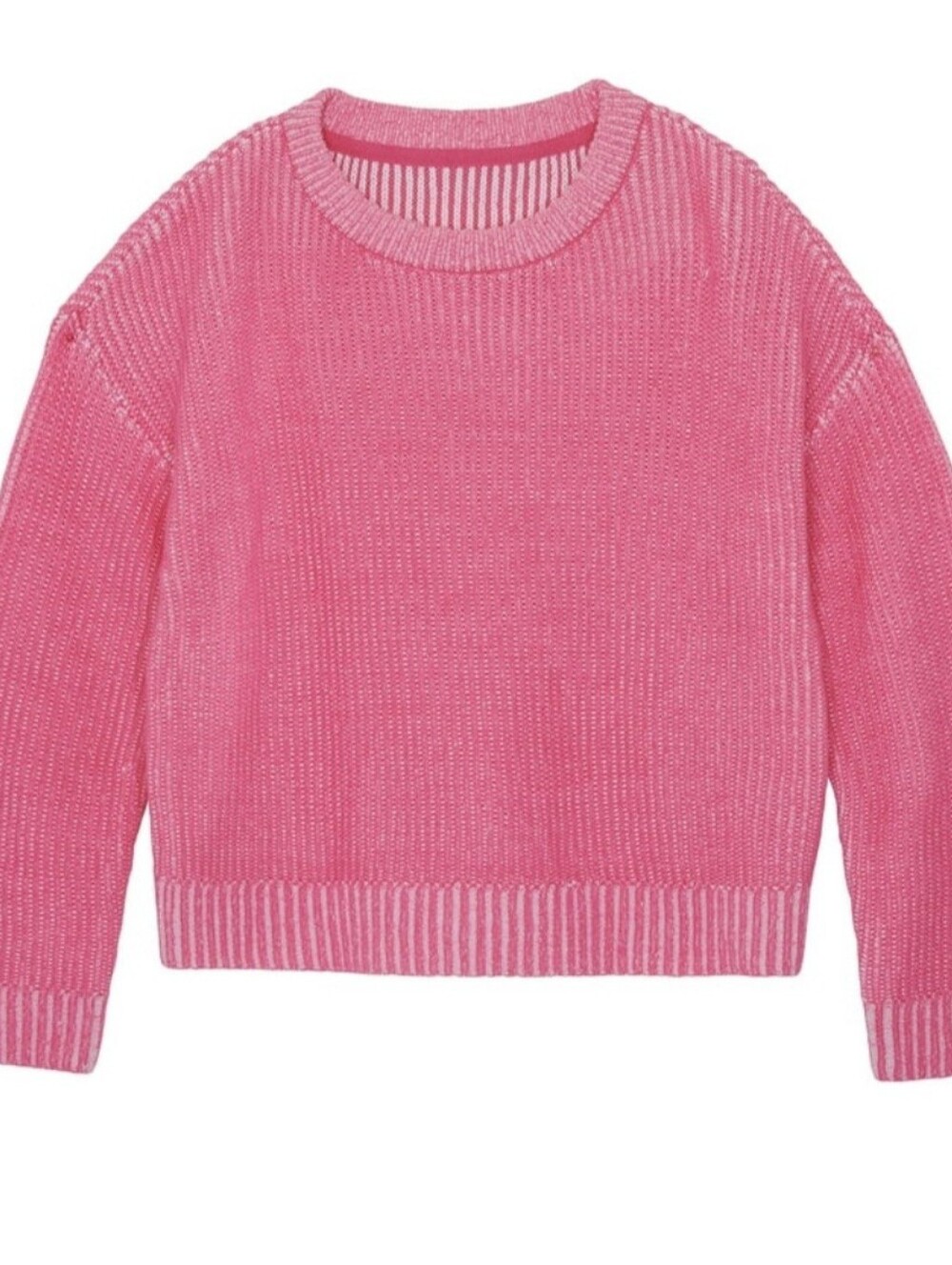 Girls Crewneck Pink Knit Sweater